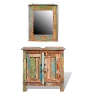 VidaXL Reclaimed Solid Wood Bathroom Vanity Cabinet Set with Mirror
