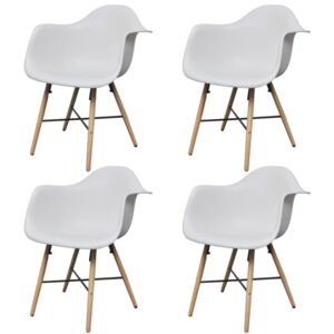 VidaXL Dining Chairs 4 pcs White Plastic and Beech Wood