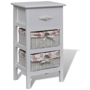 VidaXL Cabinet with 1 Drawer and 2 Baskets White Paulownia Wood