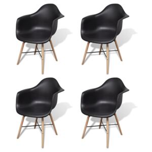 VidaXL Dining Chairs 4 pcs Black Plastic and Beechword