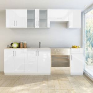 VidaXL Kitchen Cabinet Unit 7 Pieces High Gloss White 240 cm