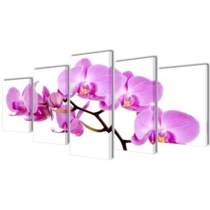 VidaXL Canvas Wall Print Set Orchid 100 x 50 cm