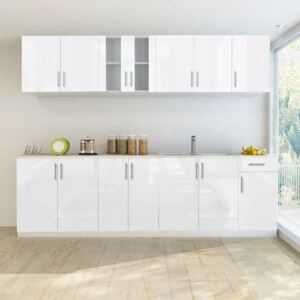VidaXL 8 Piece Kitchen Cabinet Unit High Gloss White 260 cm