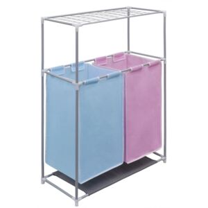 VidaXL 2-Section Laundry Sorter Hamper with a Top Shelf for Drying