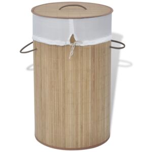 VidaXL Bamboo Laundry Bin Round Natural