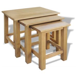 VidaXL Nesting Tables 3 pcs Solid Oak Wood