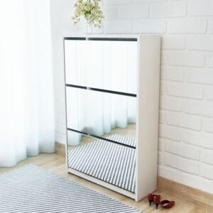 VidaXL Shoe Cabinet 3-Layer Mirror White 63x17x102.5 cm