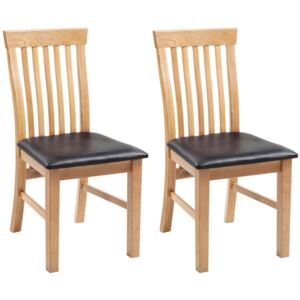 VidaXL Dining Chairs 2 pcs Solid Oak Wood and Faux Leather