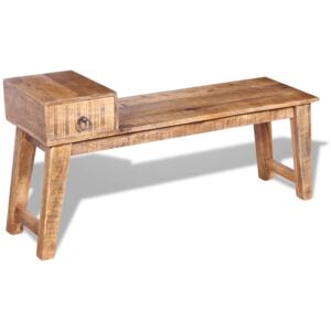 VidaXL Bench with Drawer Solid Mango Wood 120x36x60 cm