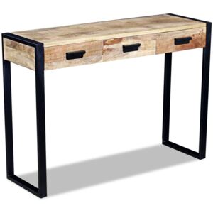 VidaXL Console Table with 3 Drawers Solid Mango Wood 110x35x78 cm