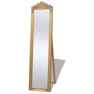 VidaXL Free-Standing Mirror Baroque Style 160x40 cm Gold