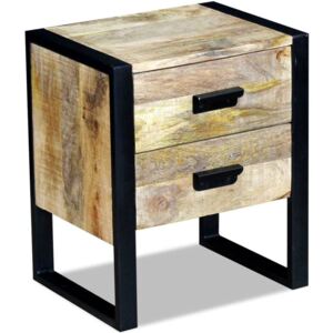 VidaXL Side Table with 2 Drawers Solid Mango Wood 43x33x51 cm