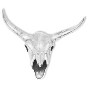 VidaXL Bull Skull Head Decoration Wall-Mounted Aluminium Silver