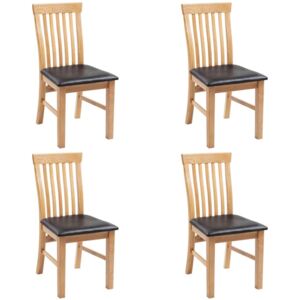 VidaXL Dining Chairs 4 pcs Solid Oak Wood and Faux Leather