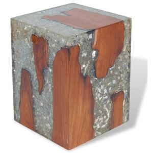 VidaXL Stool Solid Teak Wood and Resin