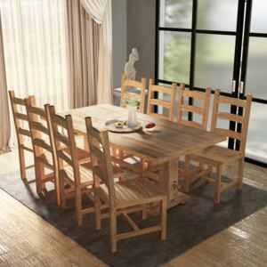 VidaXL Nine Piece Massive Dining Table and Chair Set Teak