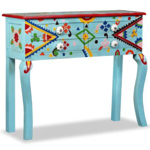VidaXL Console Table Solid Mango Wood Blue Hand Painted