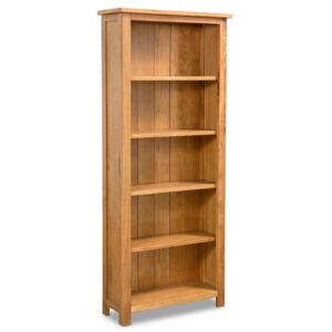 VidaXL 5-Tier Bookcase 60x22.5x140 cm Solid Oak Wood