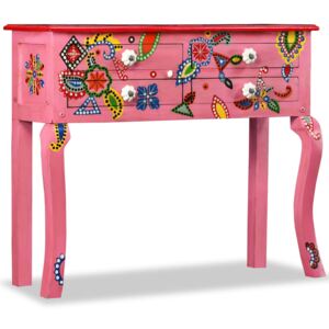 VidaXL Console Table Solid Mango Wood Pink Hand Painted