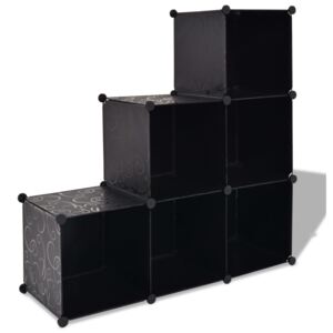VidaXL Storage Cube Organiser with 6 Compartments Black