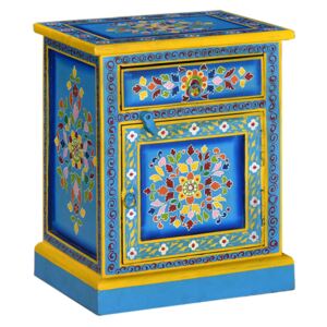 VidaXL Bedside Cabinet Solid Mango Wood Turquoise Hand Painted