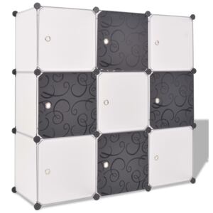 VidaXL Storage Cube Organiser with 9 Compartments Black and White