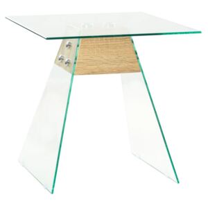 VidaXL Side Table MDF and Glass 45x45x45 cm Oak Colour