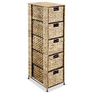 VidaXL Storage Unit with 5 Baskets 25.5x37x100 cm Water Hyacinth