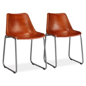 VidaXL Dining Chairs 2 pcs Brown Real Leather