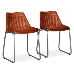 VidaXL Dining Chairs 2 pcs Brown Real Leather