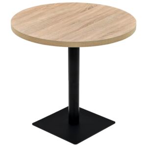 VidaXL Bistro Table MDF and Steel Round 80x75 cm Oak Colour