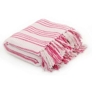 VidaXL Throw Cotton Stripes 125x150 cm Pink and White