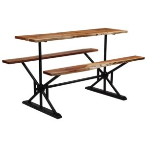 VidaXL Bar Table with Benches Solid Acacia Wood 180x50x107 cm
