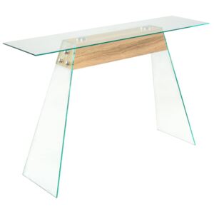VidaXL Console Table MDF and Glass 120x30x76 cm Oak Colour