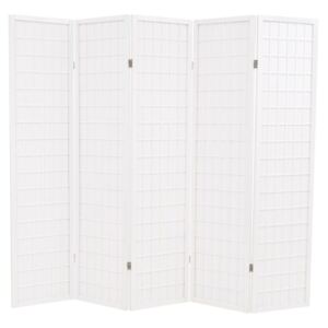 VidaXL Folding 5-Panel Room Divider Japanese Style 200x170 cm White