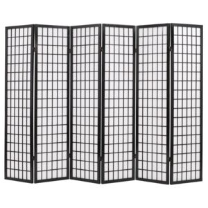 VidaXL Folding 6-Panel Room Divider Japanese Style 240x170 cm Black