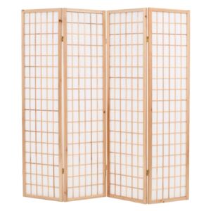 VidaXL Folding 4-Panel Room Divider Japanese Style 160x170 cm Natural