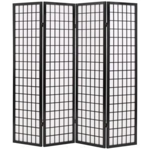 VidaXL Folding 4-Panel Room Divider Japanese Style 160x170 cm Black