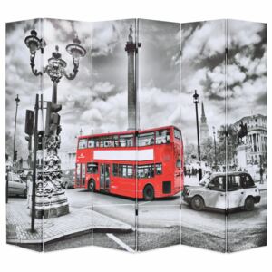VidaXL Folding Room Divider 228x170 cm London Bus Black and White