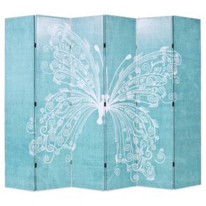 VidaXL Folding Room Divider 228x170 cm Butterfly Blue