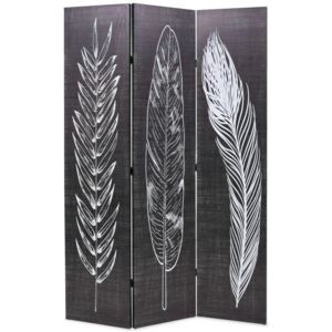 VidaXL Folding Room Divider 120x170 cm Feathers Black and White