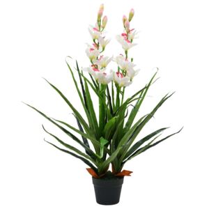 VidaXL Artificial Cymbidium Orchid Plant with Pot 100 cm Green