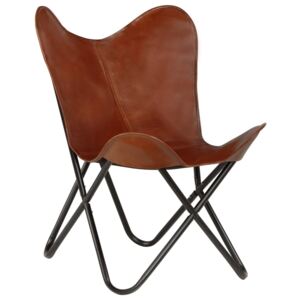 VidaXL Butterfly Chair Brown Kids Size Real Leather