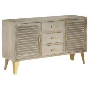 VidaXL Drawer Cabinet Solid Mango Wood Grey with Brass 140x40x80 cm