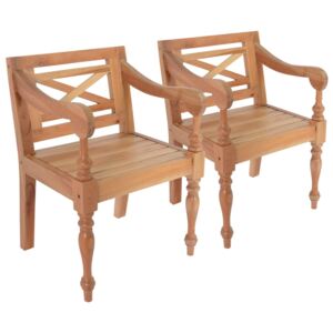 VidaXL Batavia Chairs 2 pcs Light Brown Solid Mahogany Wood