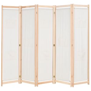 VidaXL 5-Panel Room Divider Cream 200x170x4 cm Fabric