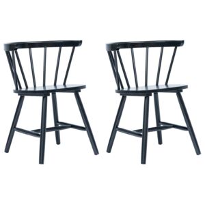 VidaXL Dining Chairs 2 pcs Black Solid Rubber Wood