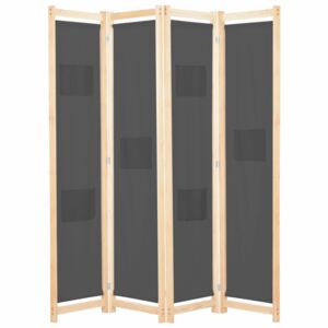 VidaXL 4-Panel Room Divider Grey 160x170x4 cm Fabric