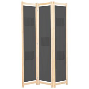 VidaXL 3-Panel Room Divider Grey 120x170x4 cm Fabric