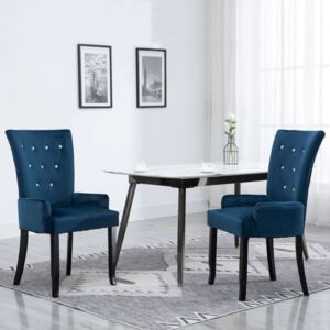 VidaXL Dining Chair with Armrests Dark Blue Velvet
